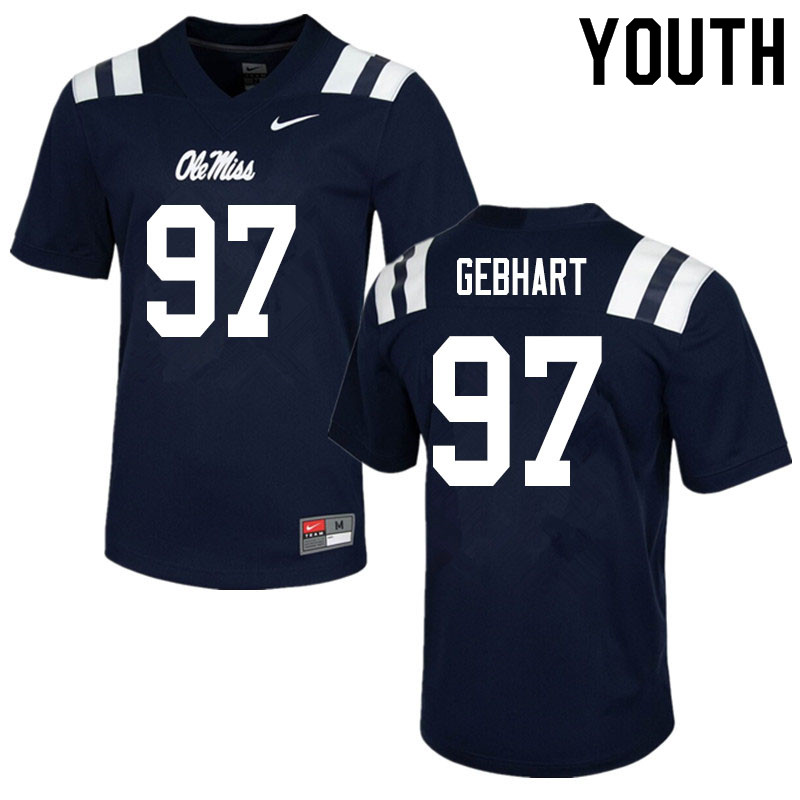 Land Gebhart Ole Miss Rebels NCAA Youth Navy #97 Stitched Limited College Football Jersey VHP5658AS